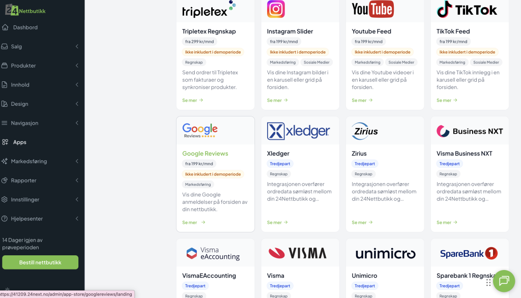 24nettbutikk apps
